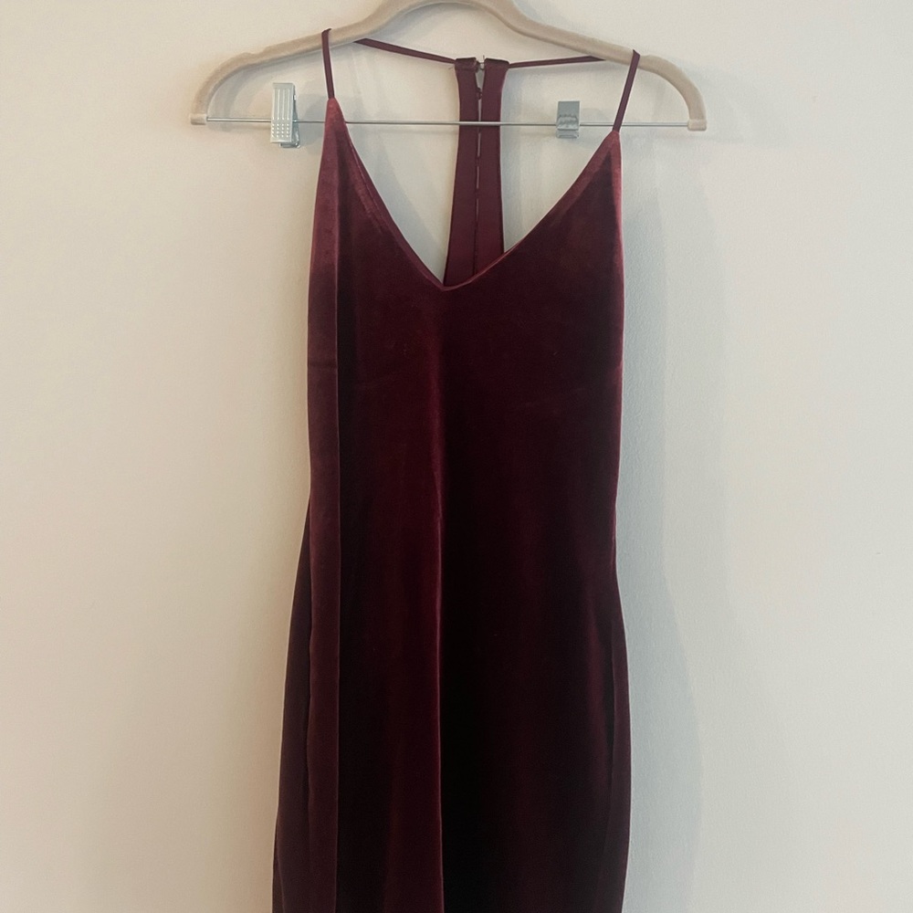 Velvet burgundy mini dress
